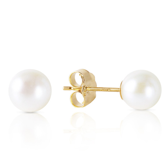 Galaxy Gold Products Jewelry - 14K. SOLID GOLD STUD EARRINGS WITH NATURAL PEARLS (Yellow Gold)